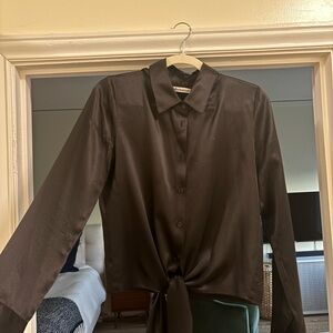 Black Button-Up Silk Blouse